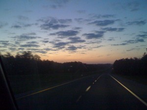 Driving through sunrise Driving through sunrise
