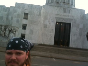 Hooch at the capitol in Salem, Oregon