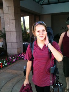 Liza in front of Hotel in San Diego